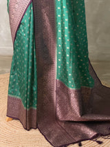 Aqua blue and Purple Dola silk saree- PBRSB2A