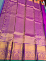 Pecock blue and Purple Pure Kanchipuram Silk saree - PPURE186