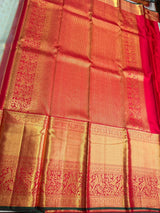 Pastal blue and red Pure Kanchipuram Silk saree - PPURE187