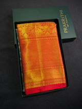 Pastal blue and red Pure Kanchipuram Silk saree - PPURE189
