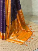 Violet and Yellow Crepe silk saree- PBRSB3E