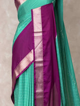 Blue and Purple Crepe silk saree- PBRSB4C
