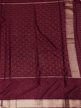 Yellow and maroon Crepe silk saree- PBRSB4E