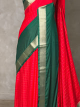 Red and Green Crepe silk saree- PBRSB4F