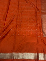 Blue and orange Crepe silk saree- PBRSB4H