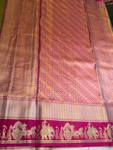 Pastal Green and Rani Tissue Kanchipuram saree- PBRIDEL9