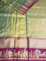 Green and Magenta Tissue Kanchipuram saree- PBRIDEL7