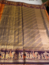Oranga and Purple Tissue Kanchipuram saree- PBRIDEL5