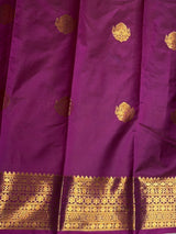 Peach And magenta semi kanchipuram soft silk saree - PSSN217