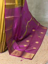 Olive Green and Magenta semi kanchipuram soft silk saree - PSSN224