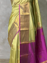 Pastal Green and Magenta semi kanchipuram soft silk saree - PSSN231