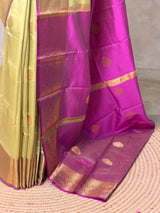 Pastal Green and Magenta semi kanchipuram soft silk saree - PSSN231