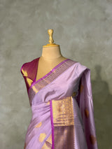 Lavender and Magenta semi kanchipuram soft silk saree - PSSN232