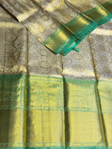 Silver ,Gold and Green pure Tissue Kanchipuram Silk saree - PPURE198