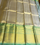 Silver ,Gold and Green pure Tissue Kanchipuram Silk saree - PPURE198