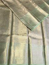Pastal Green and Silver pure Tissue Kanchipuram Silk saree - PPURE200