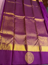 Nude lavender and Purple Pure Vintage Kanchipuram Silk saree - PPURE208