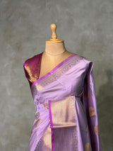 Lavender and Magenta semi kanchipuram soft silk saree - PSSN227