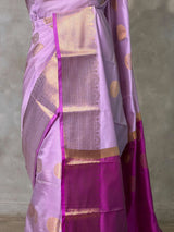 Lavender and Magenta semi kanchipuram soft silk saree - PSSN227