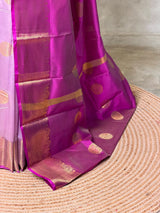 Lavender and Magenta semi kanchipuram soft silk saree - PSSN227