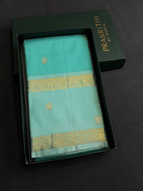 Aqua Blue Pure Vintage Kanchipuram Silk saree - PPURE213