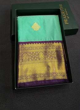 Pastal green and Violet Semi Kanchipuram Silk Saree - PSSRN80