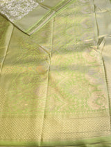 Pastal parrot green Soft satin brocade Silk Saree - PBRMJ9B