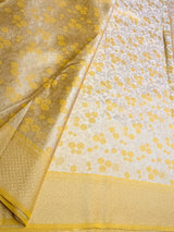 Pastal yellow Soft satin brocade Silk Saree - PBRMJ9F