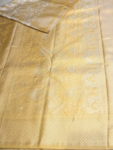Pastal gold Soft satin brocade Silk Saree - PBRMJ9