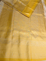 Pastal Yellow Soft satin brocade Silk Saree - PBRMJ8F