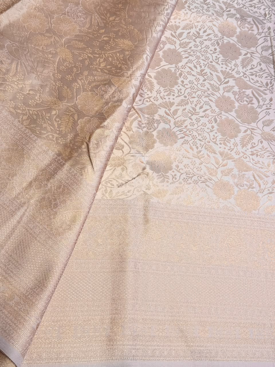Pastal Nude lavender Soft satin brocade Silk Saree - PBRMJ8
