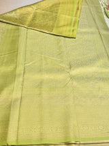 Pastal parrot green Soft satin brocade Silk Saree - PBRMJ8C