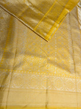 Pastal Yellow Soft satin brocade Silk Saree - PBRMJ7E