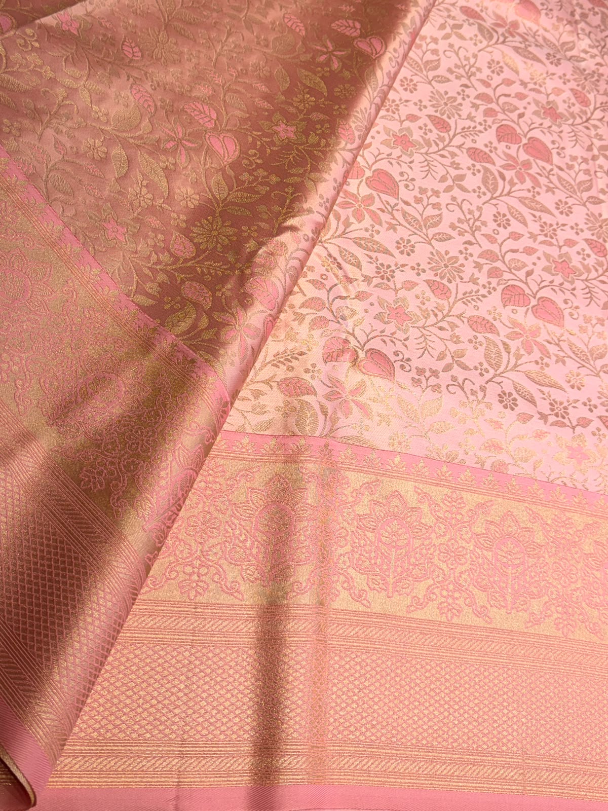 Pink Soft satin brocade Silk Saree - PBRMJ7A