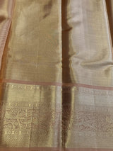 Gold and peach Pure Tissue Kanchipuram Silk saree - PPURE224