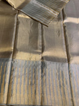 Grey,silver andgold Pure tissue Kanchipuram Silk saree - PPURE229