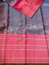 Blue and Rani pink Pure Kanchipuram Silk saree - PPURE231