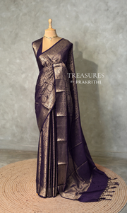 Navy Blue Brocade banarasi saree -MPSB50E
