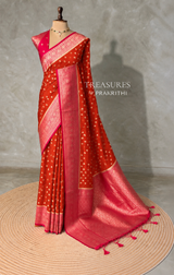Orange and Dark pink Dola silk saree- PBRSB2J