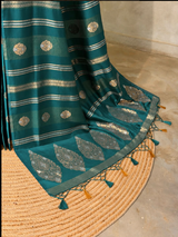 Peacock blue Banarasi Satin silk Saree - PBRMM6i
