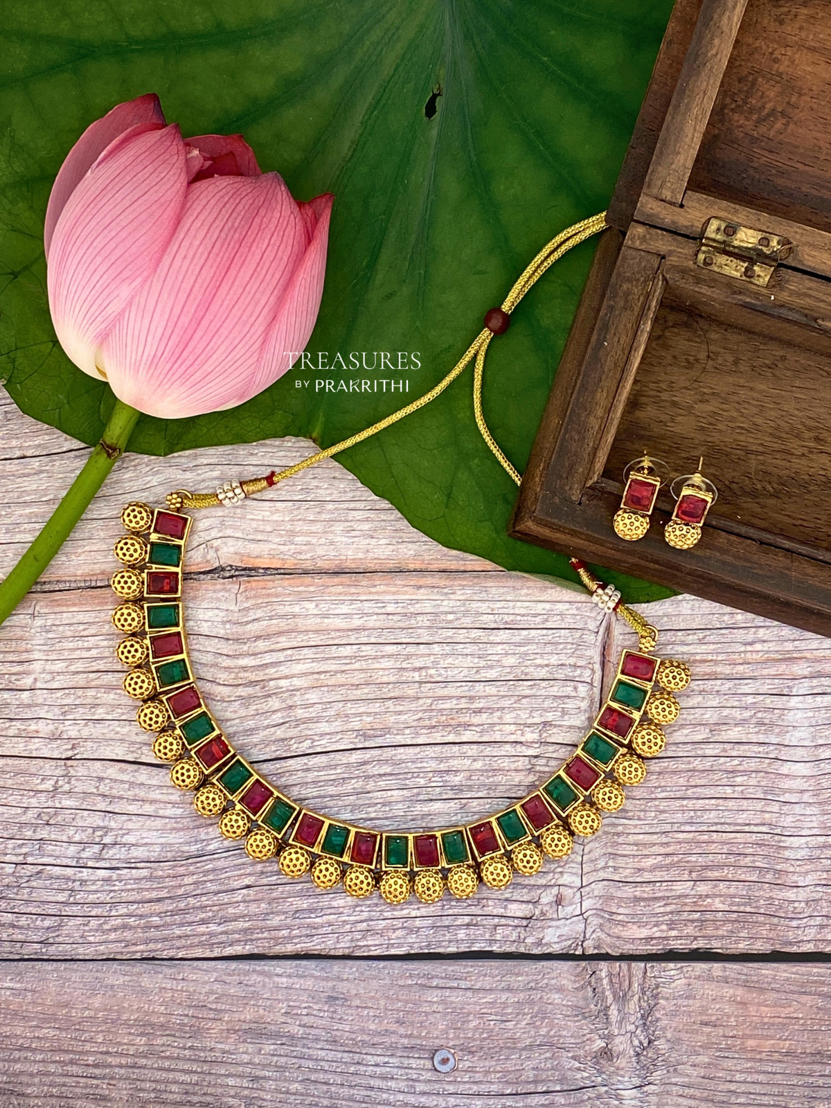 Green and ruby stone Necklace- JN26