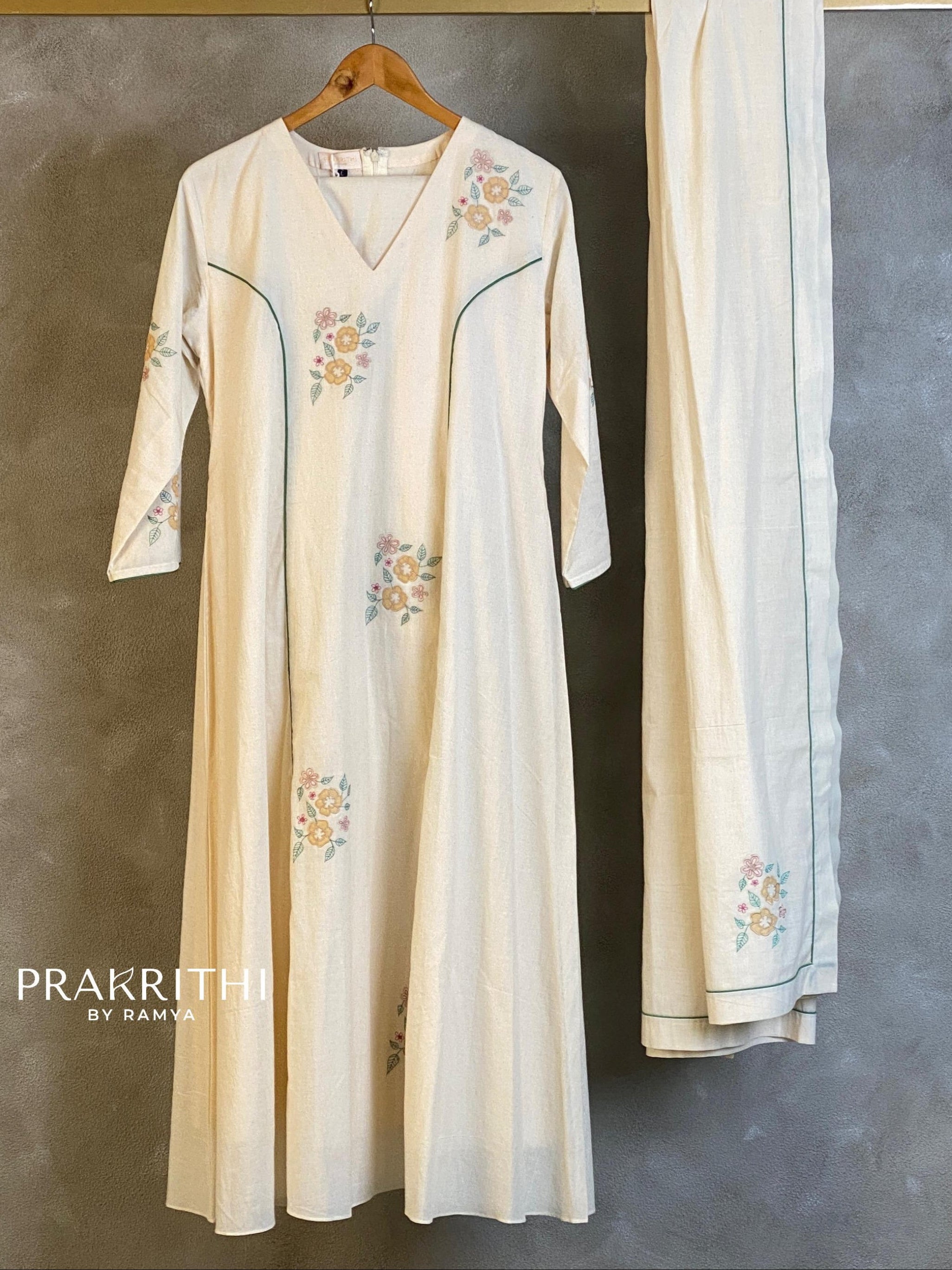 Off-white mul cotton salwar set - SNL29