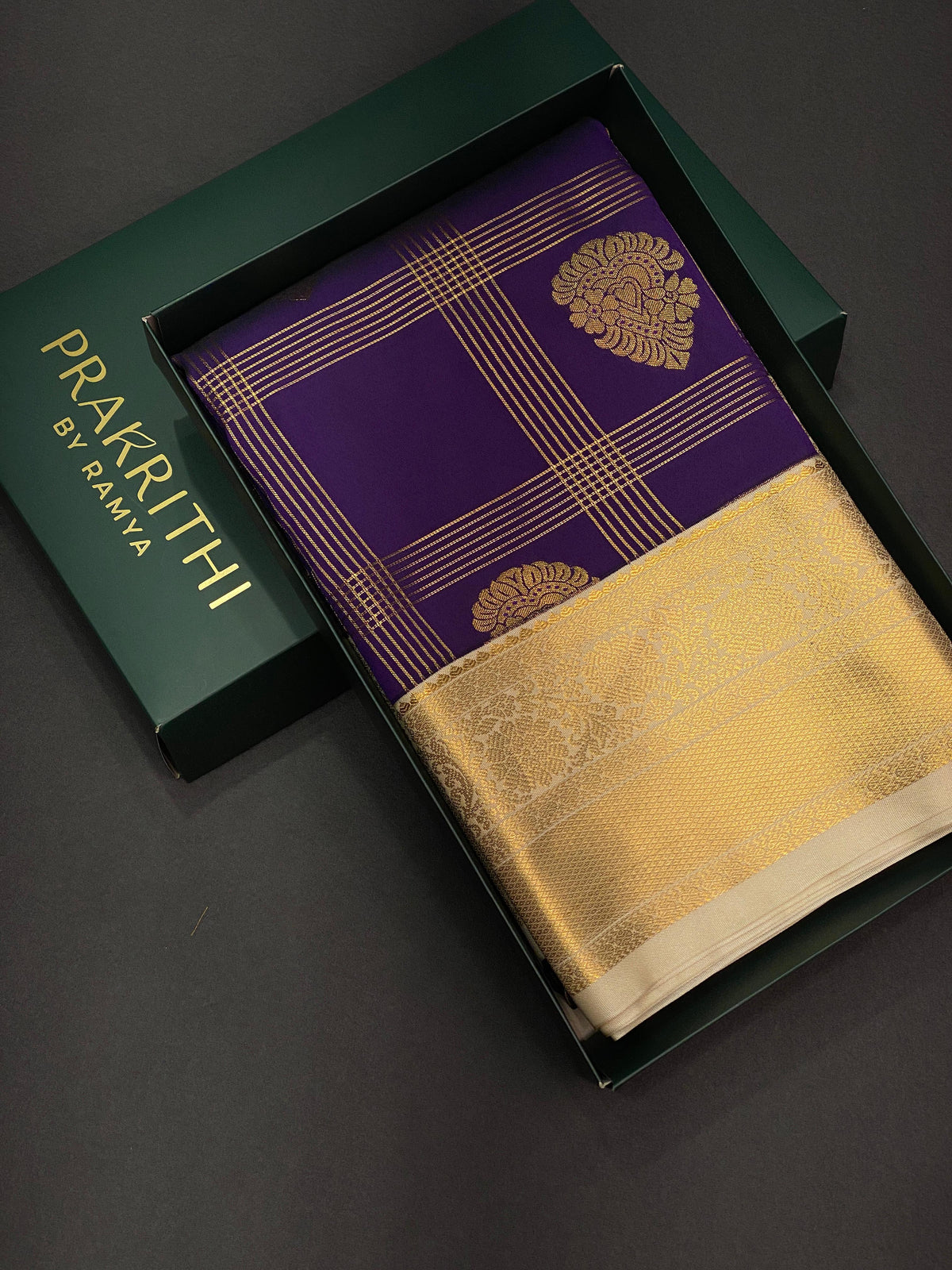 Violet and Beige silk saree- PSS064C