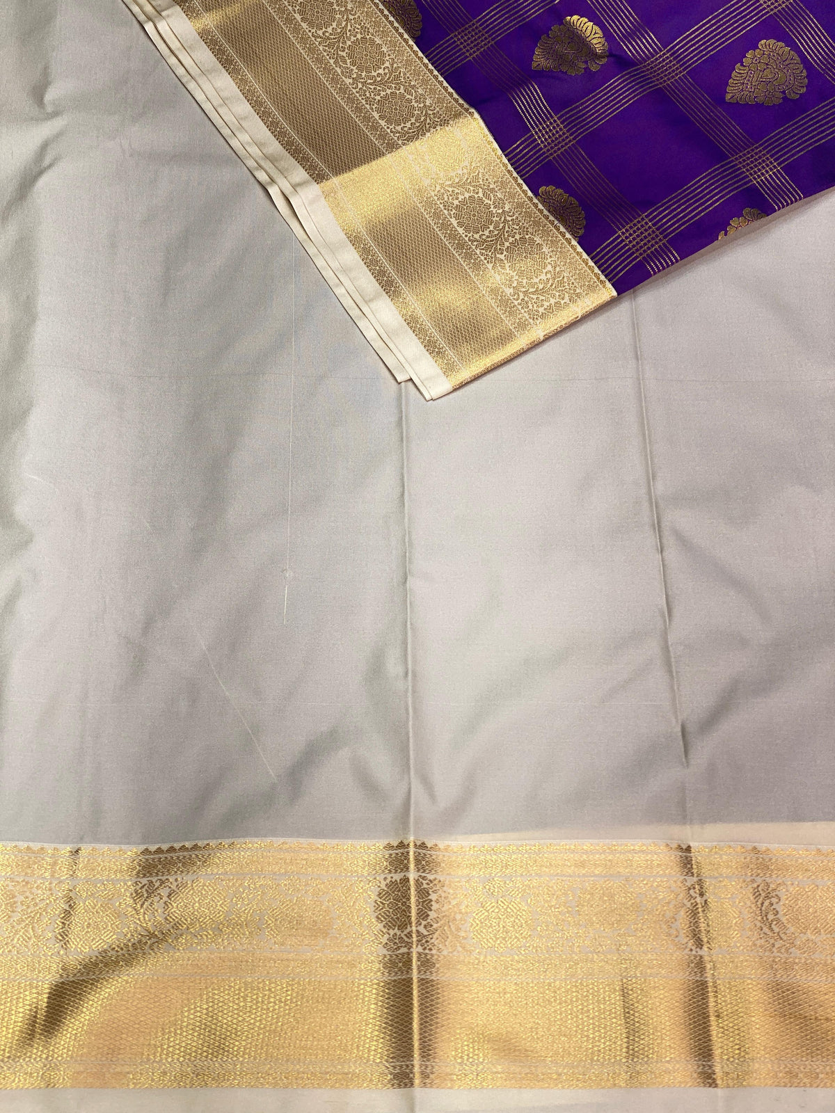 Violet and Beige silk saree- PSS064C