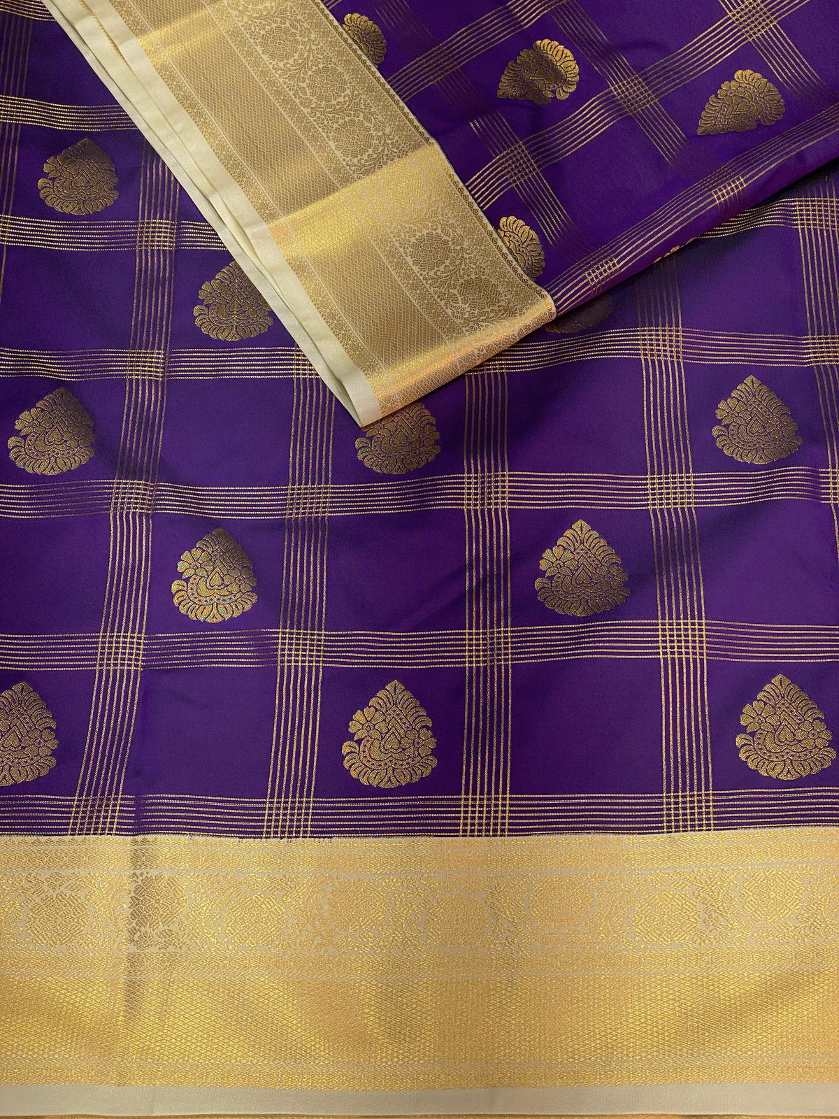 Violet and Beige silk saree- PSS064C