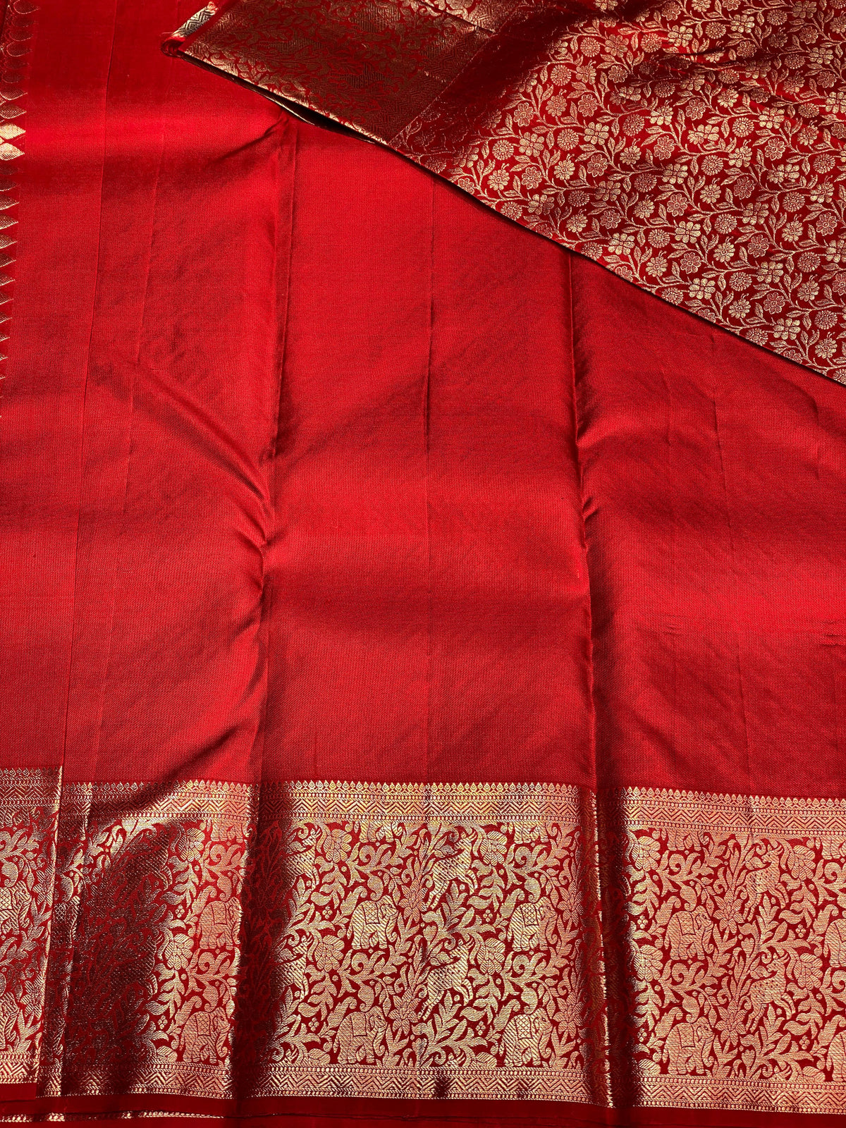 Reddish maroon pure Kanchipuram bridal saree PKDVIJ025