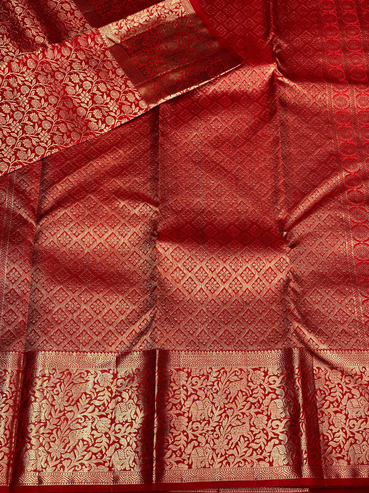 Reddish maroon pure Kanchipuram bridal saree PKDVIJ025