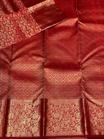 Reddish maroon pure Kanchipuram bridal saree PKDVIJ025