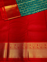 Peacock green and Red silk saree- PSSC3