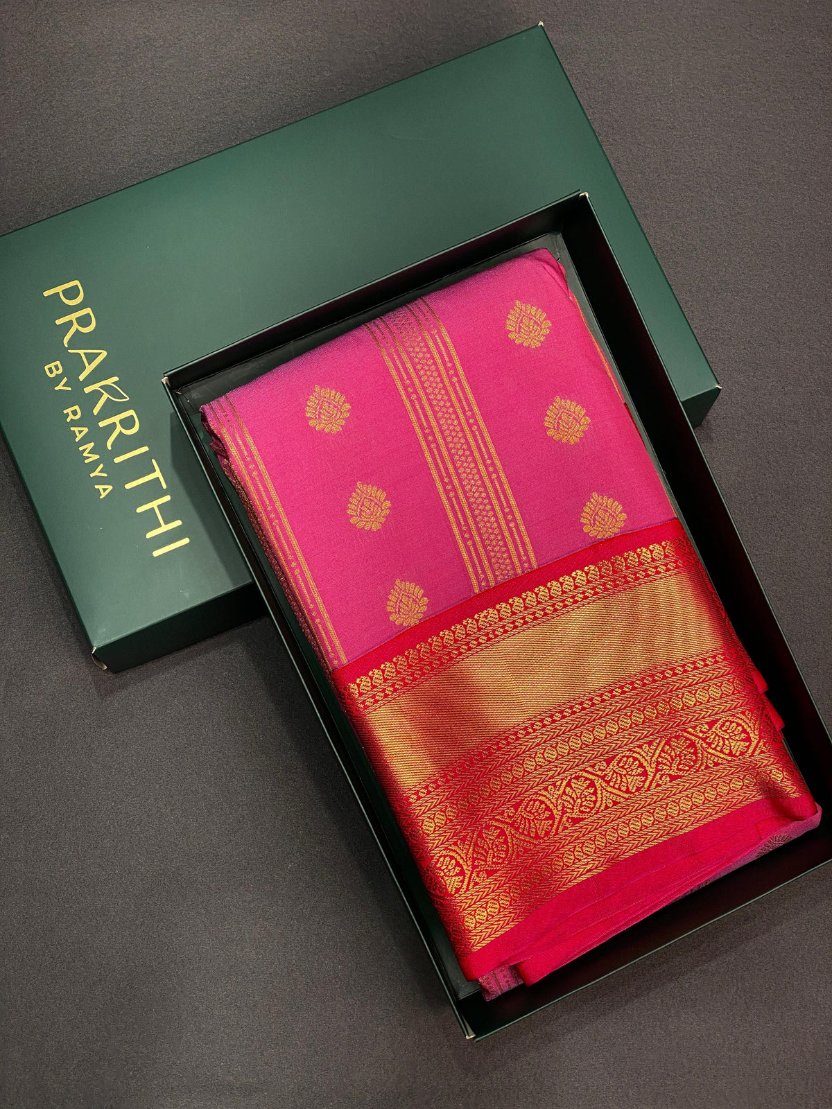 Dark Pink and Red silk saree- PRG13